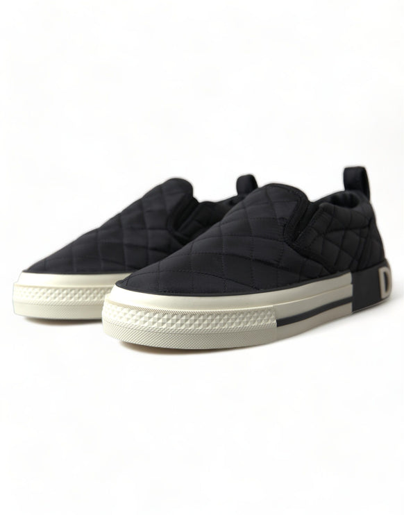 Eleganti sneaker in tela nera trapunte