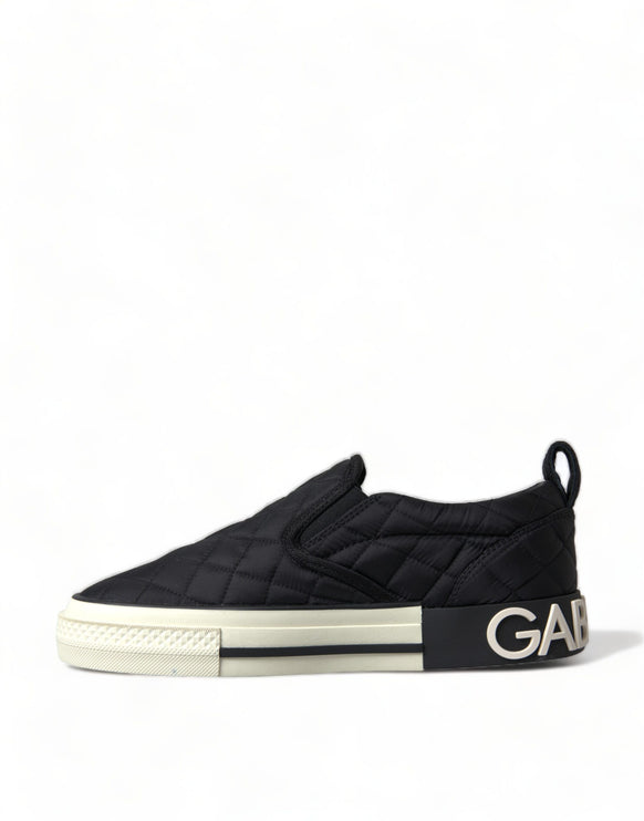 Eleganti sneaker in tela nera trapunte