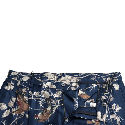 Shorts de Bermudes florales en soie en bleu