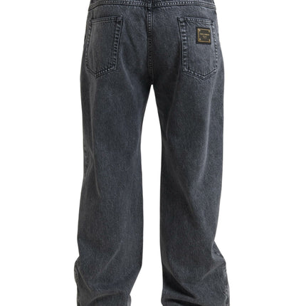 Elegantes jeans de mezclilla recta gris oscuro