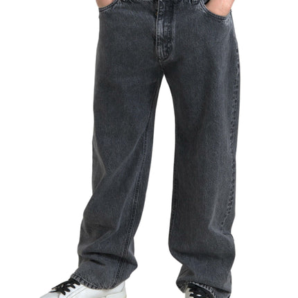 Elegantes jeans de mezclilla recta gris oscuro