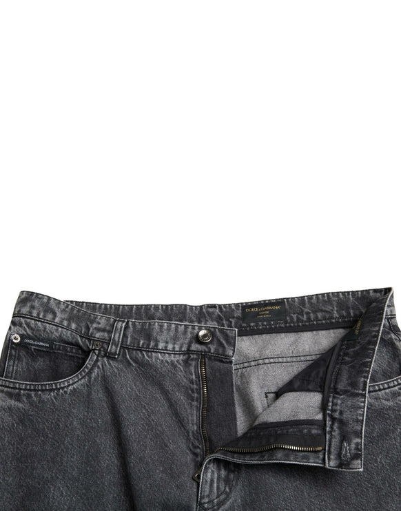 Elegantes jeans de mezclilla recta gris oscuro