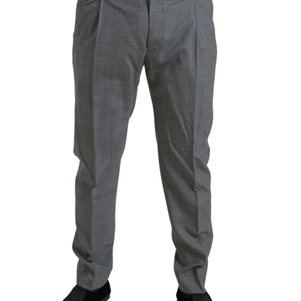 Elegantes pantalones de vestir de lana delgada en gris