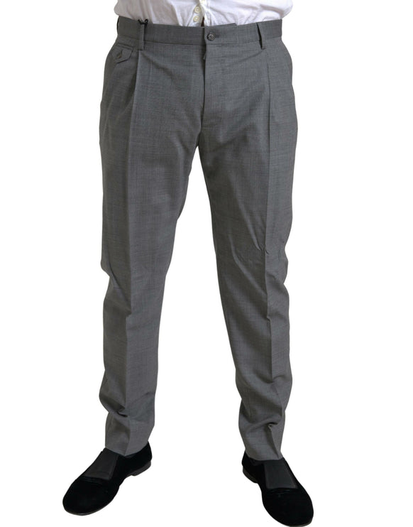 Elegantes pantalones de vestir de lana delgada en gris