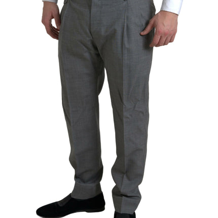 Elegantes pantalones de vestir de lana delgada en gris