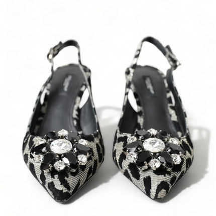 Crystal Leopard Slingback Talons Pompes