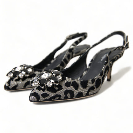 Crystal Leopard Slingback Talons Pompes