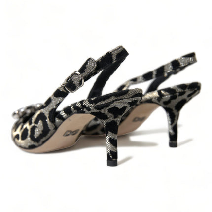 Crystal Leopard Slingback Talons Pompes