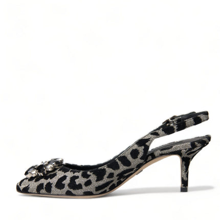 Crystal Leopard Slingback Talons Pompes