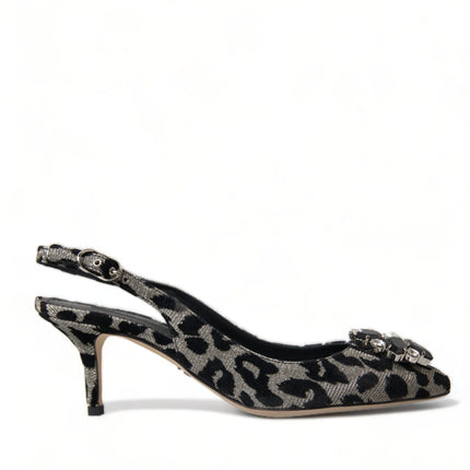 Crystal Leopard Slingback Talons Pompes