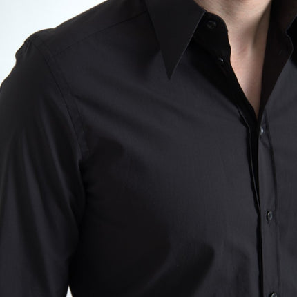 Camisa de vestir de algodón negro elegante Fit Negro