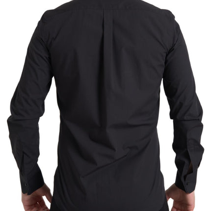 Camisa de vestir de algodón negro elegante Fit Negro