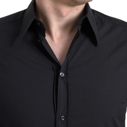 Camisa de vestir de algodón negro elegante Fit Negro