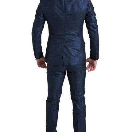 Costume de slim martini bleu métallique