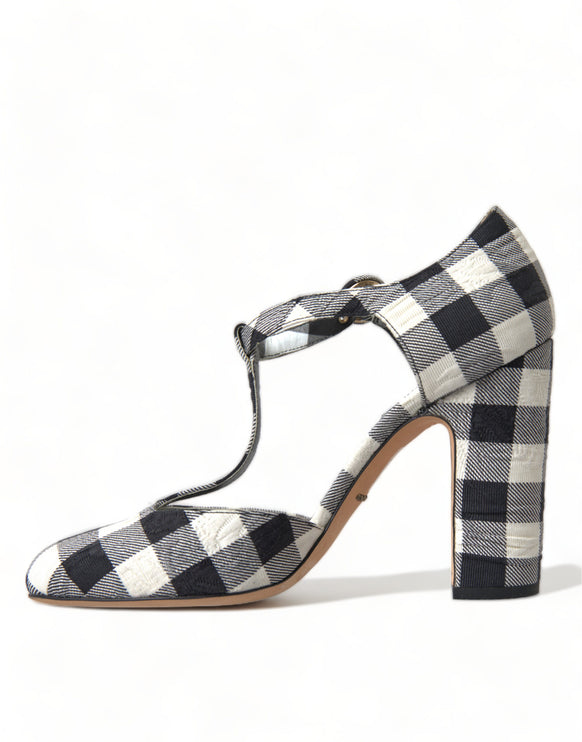 Pompe chic Gingham a tracolle a T: senza tempo Mary Jane Teli