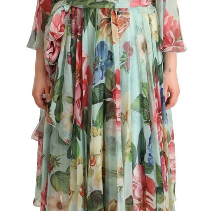 Bloemen zijden midi wrap jurk