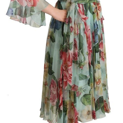 Bloemen zijden midi wrap jurk