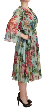 Bloemen zijden midi wrap jurk