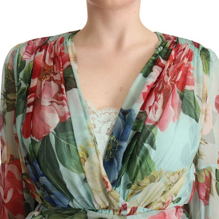 Bloemen zijden midi wrap jurk