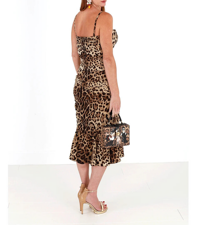 Elegante luipaardprint cady jurk