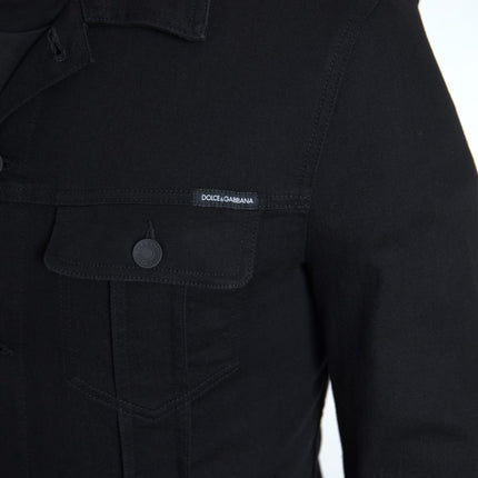 Elegante zwarte denim logo jas