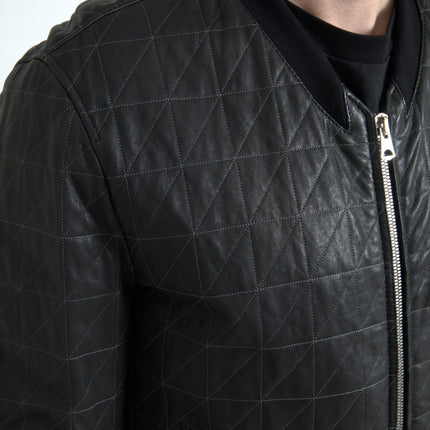 Bomber en cuir noir élégant