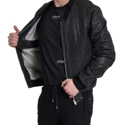 Bomber en cuir noir élégant