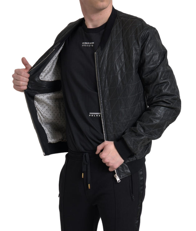 Bomber en cuir noir élégant