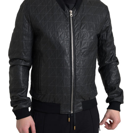 Bomber en cuir noir élégant