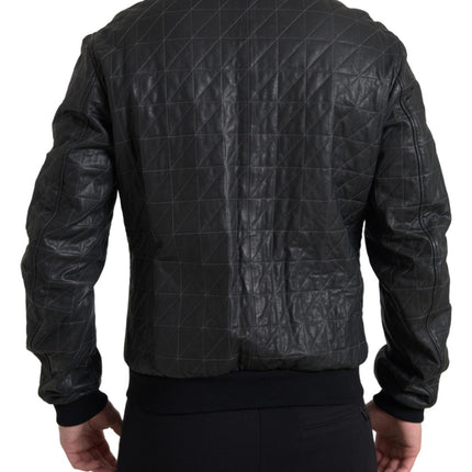 Bomber en cuir noir élégant