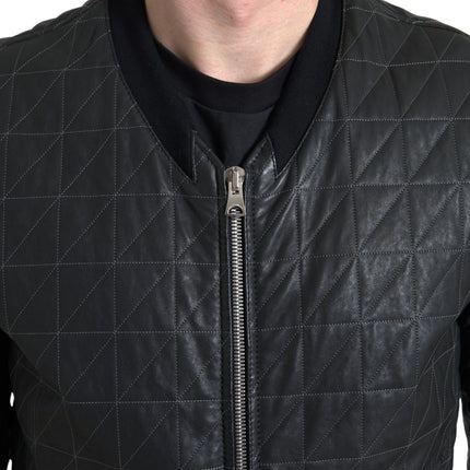 Bomber en cuir noir élégant