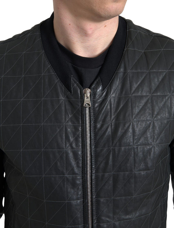 Bomber en cuir noir élégant