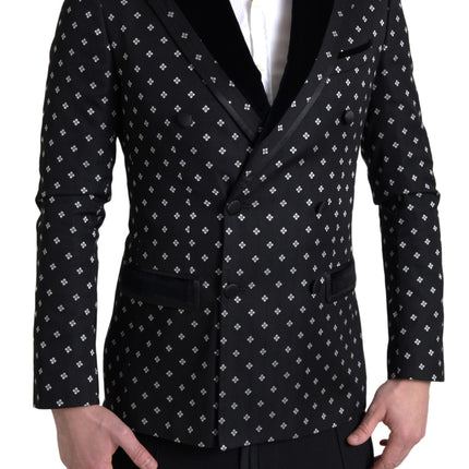 Elegant Geometric Patterned Slim Blazer