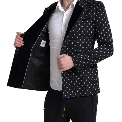 Elegant Geometric Patterned Slim Blazer