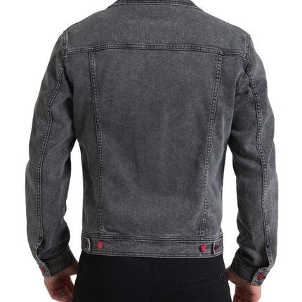 Elegante chaqueta de mezclilla de estiramiento gris