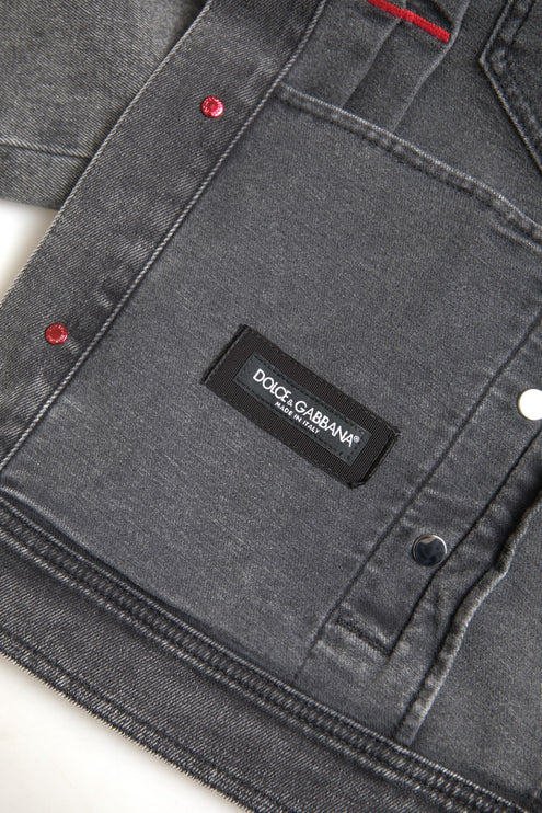 Veste élégante en denim extensible gris