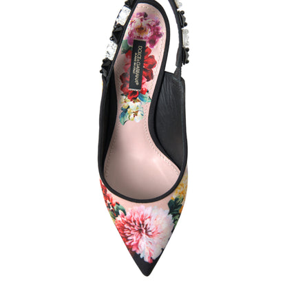 Teli slingback floreali con dettagli di cristallo di lusso