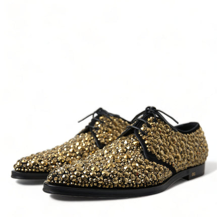 Elegant Gold Black Suede Derby Dress Shoes