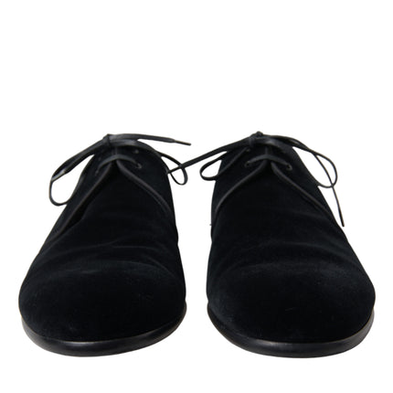 Elegant Black Velvet Derby Dress Shoes