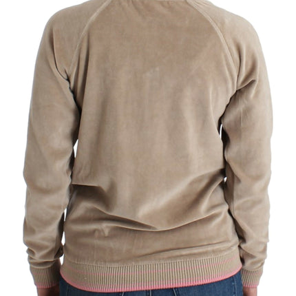 Cardigan zip beige avec accents de ton or