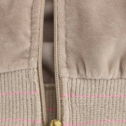 Cardigan zip beige avec accents de ton or