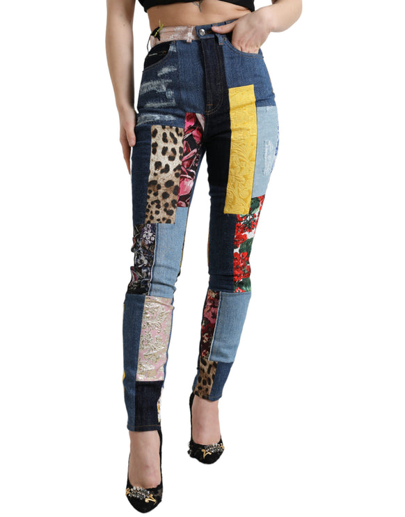 Jeans magri vibranti patchwork