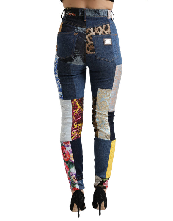 Jeans magri vibranti patchwork