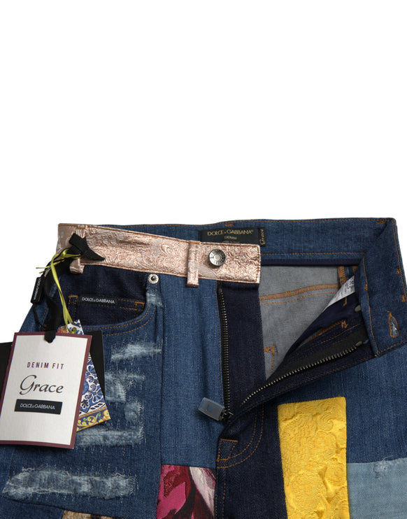 Jeans magri vibranti patchwork