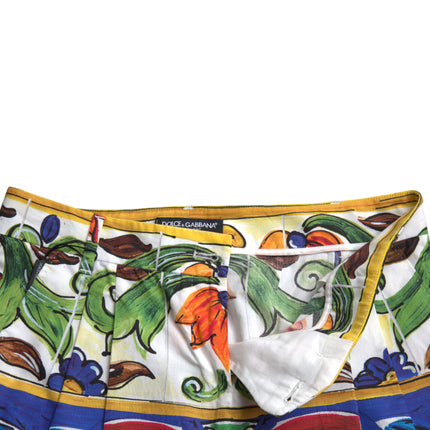 Majolica print taps toelopende katoenen broek