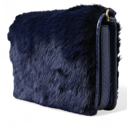 Exquisite Blue Mink Fur Shoulder Bag