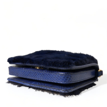 Exquisite Blue Mink Fur Shoulder Bag