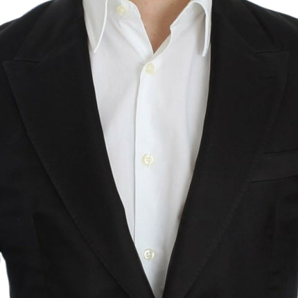 Elegant Black Silk Blend Two Button Blazer