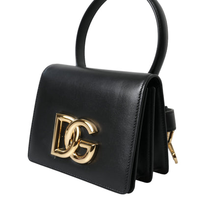 Elegant Black Leather Belt Bag with Gold Accents