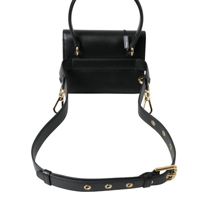 Elegant Black Leather Belt Bag with Gold Accents